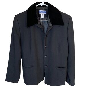 Vintage Pendleton Jacket Blazer 100% Virgin Wool Velvet Collar Classic Women 8
